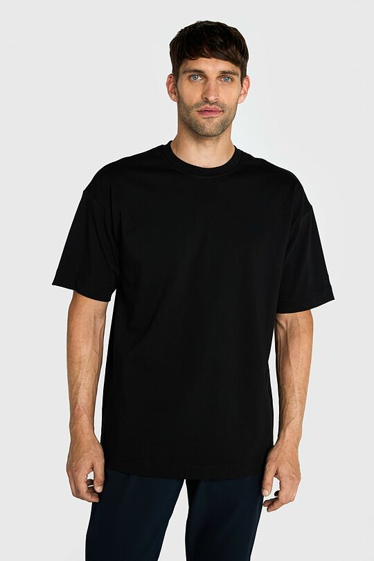 Oversized short sleeve cotton T-shirt 3 | BLACK | Audimas