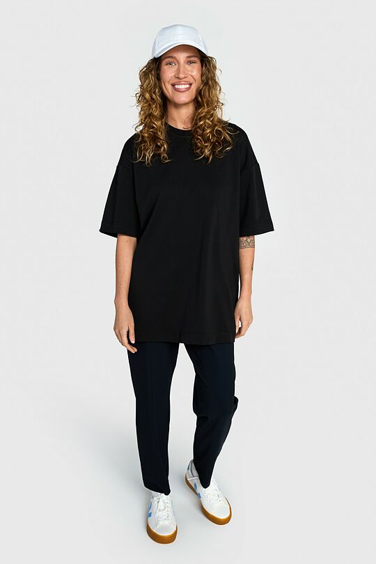 Oversized short sleeve cotton T-shirt 8 | BLACK | Audimas