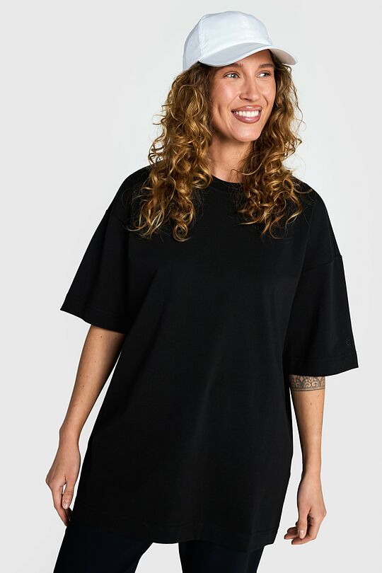 Oversized short sleeve cotton T-shirt 2 | BLACK | Audimas