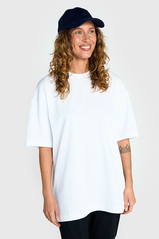 Oversized short sleeve cotton T-shirt 3 | WHITE | Audimas