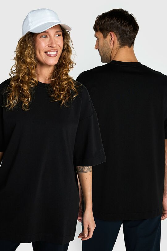 Oversized short sleeve cotton T-shirt 1 | BLACK | Audimas
