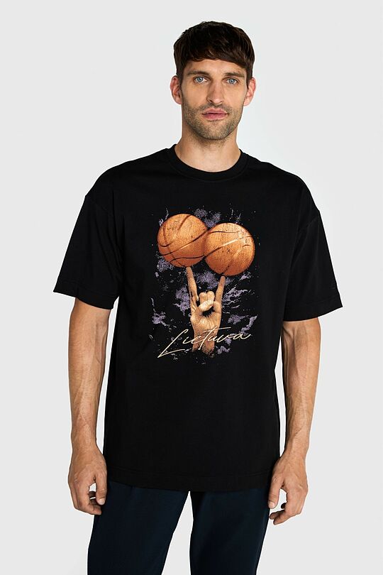 Short sleeves cotton T-shirt Rhythm of Victory 3 | BLACK | Audimas