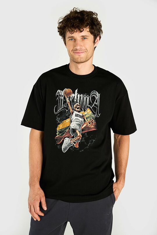 Short sleeves cotton T-shirt Nation of Basketball 2 | BLACK | Audimas