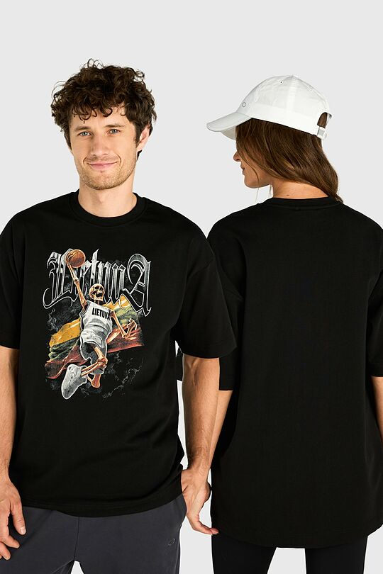 Short sleeves cotton T-shirt Nation of Basketball 1 | BLACK | Audimas