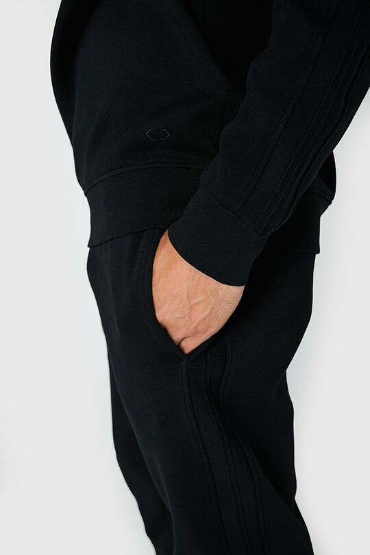 Cotton pique crewneck sweatshirt 3 | BLACK | Audimas