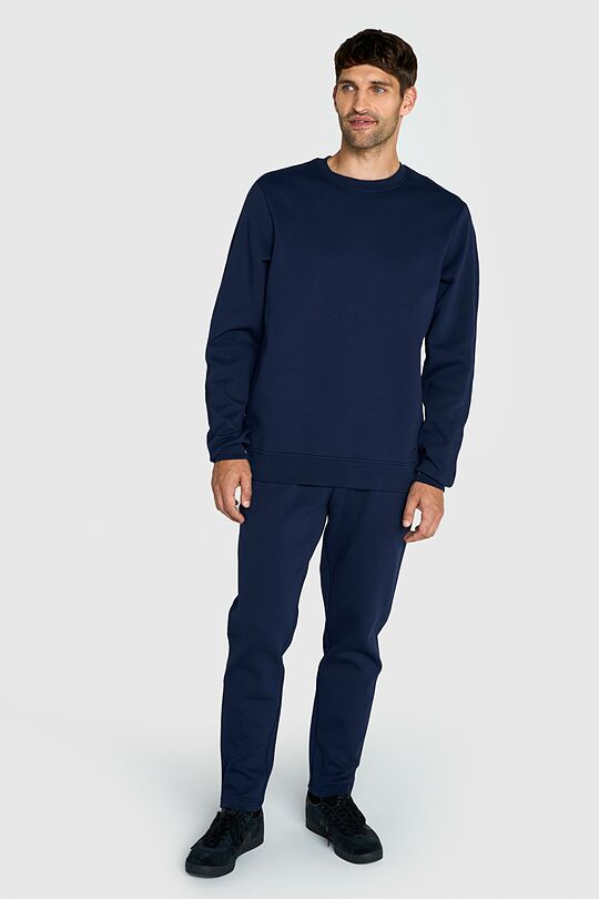 Cotton pique crewneck sweatshirt 4 | BLUE | Audimas
