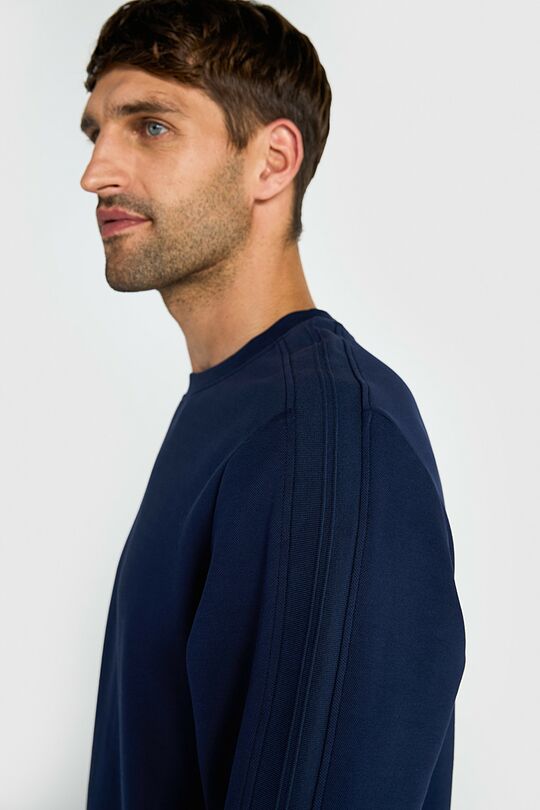 Cotton pique crewneck sweatshirt 3 | BLUE | Audimas