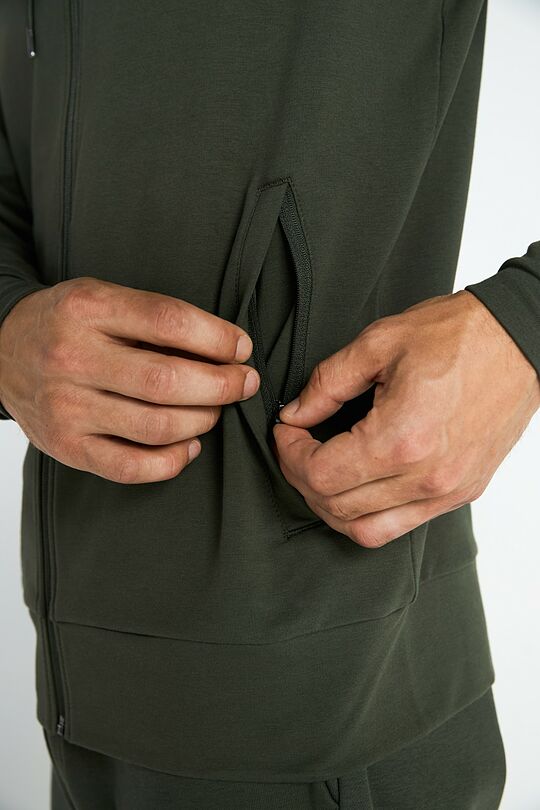 Cotton French terry full-zip hoodie 4 | GREEN | Audimas