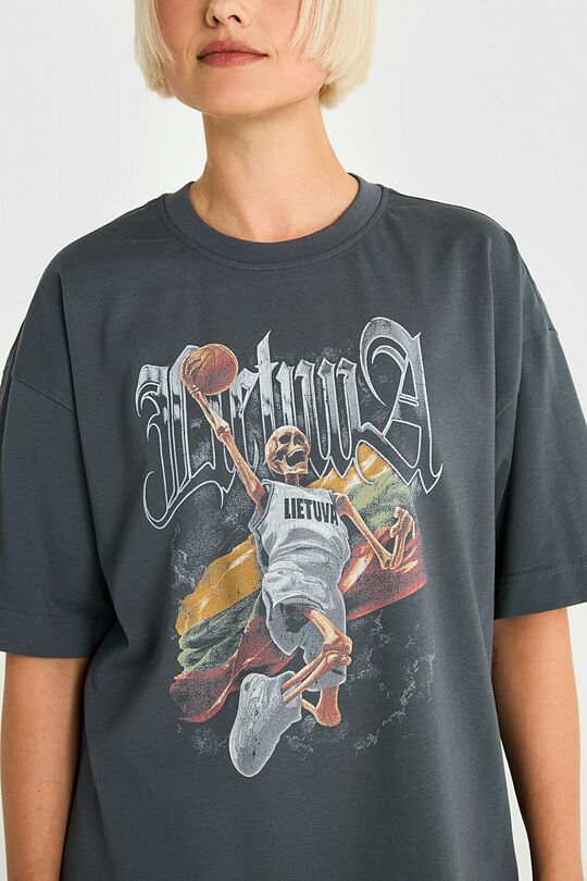 Short sleeves cotton T-shirt Nation of Basketball 5 | GREY | Audimas