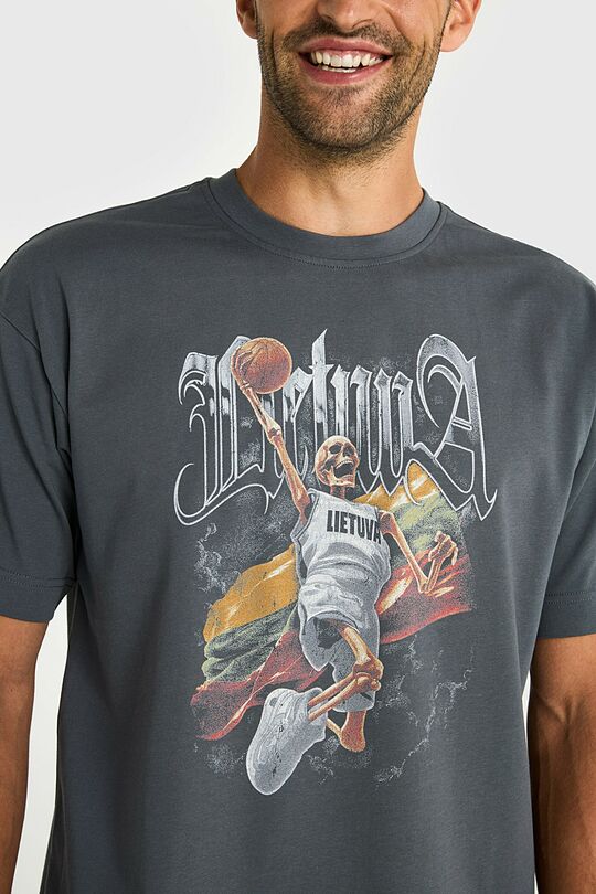 Short sleeves cotton T-shirt Nation of Basketball 6 | GREY | Audimas