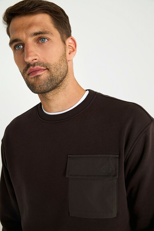 Cotton fleece crewneck sweatshirt 3 | BROWN | Audimas