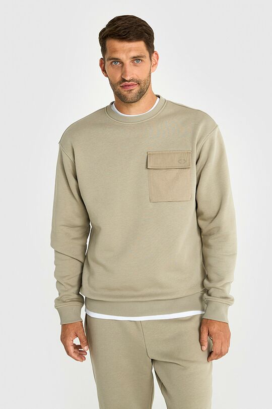 Cotton fleece crewneck sweatshirt 1 | Cream | Audimas