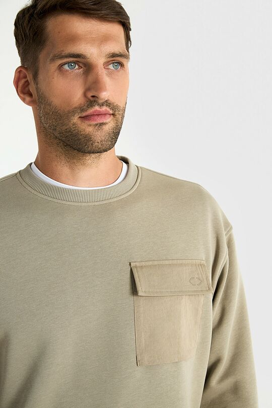 Cotton fleece crewneck sweatshirt 3 | Cream | Audimas