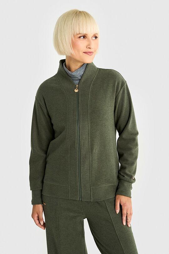 Velour full-zip sweatshirt 1 | GREEN | Audimas