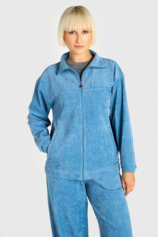 Full-zip corduroy velour sweatshirt 1 | BLUE | Audimas