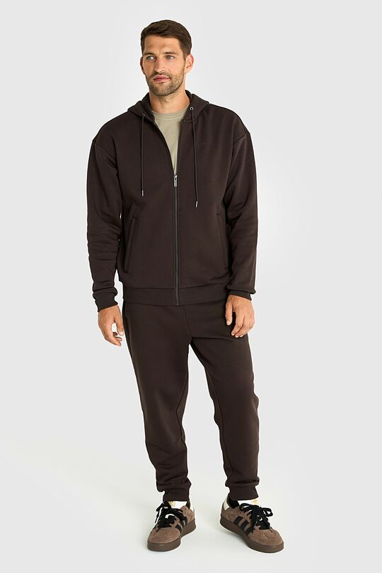 Cotton fleece full-zip hoodie 6 | BROWN | Audimas