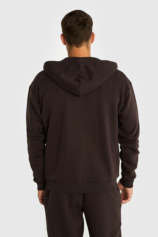 Cotton fleece full-zip hoodie 2 | BROWN | Audimas