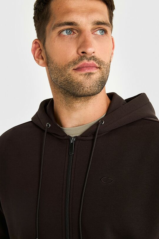 Cotton fleece full-zip hoodie 3 | BROWN | Audimas
