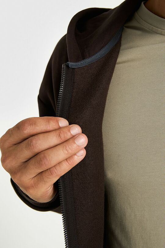 Cotton fleece full-zip hoodie 5 | BROWN | Audimas