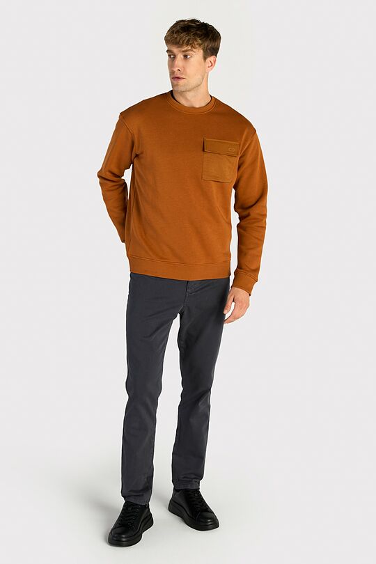 Cotton fleece crewneck sweatshirt 5 | ORANGE | Audimas