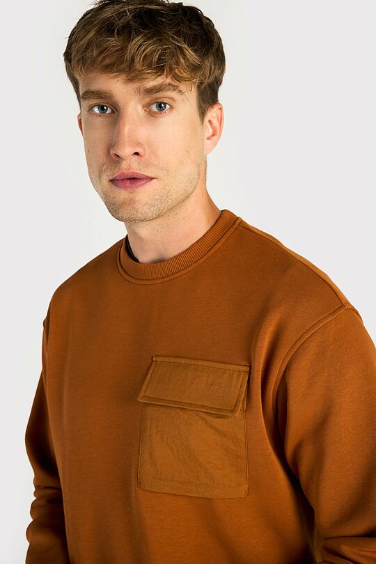 Cotton fleece crewneck sweatshirt 3 | ORANGE | Audimas