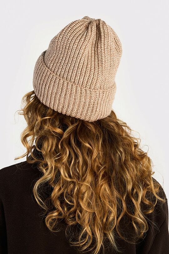 Merino wool and cotton blend knitted hat 3 | Cream | Audimas