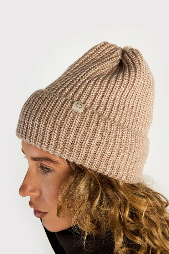 Merino wool and cotton blend knitted hat 4 | Cream | Audimas