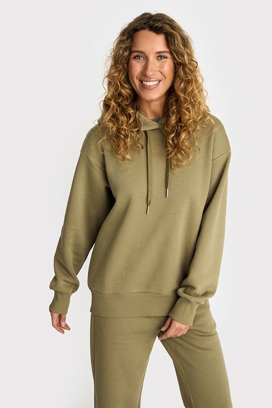 Oversized cotton fleece hoodie 1 | GREEN | Audimas
