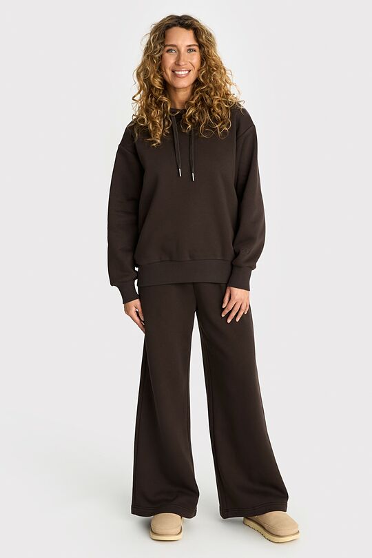 Oversized cotton fleece hoodie 5 | BROWN | Audimas