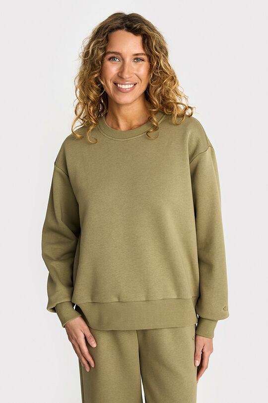Oversized cotton fleece sweatshirt 1 | GREEN | Audimas