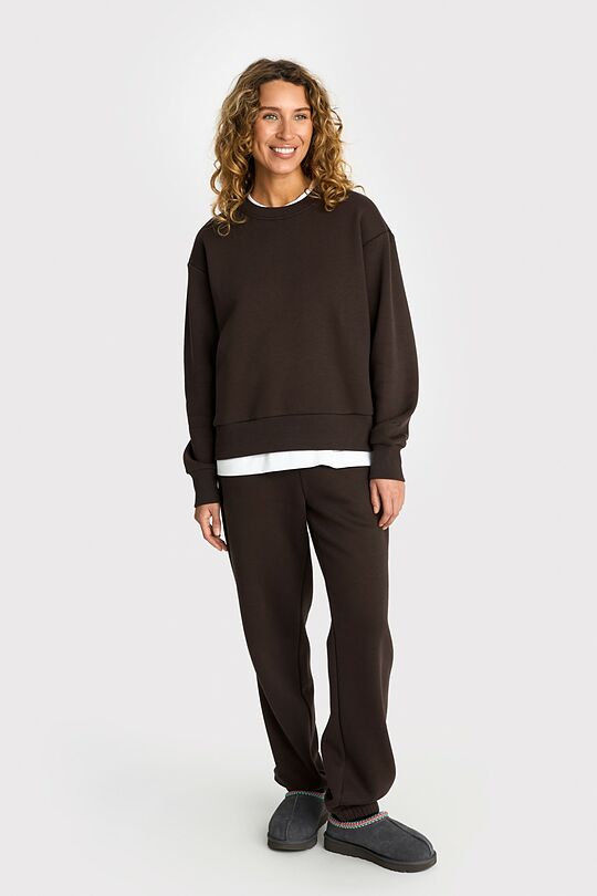 Oversized cotton fleece sweatshirt 5 | BROWN | Audimas