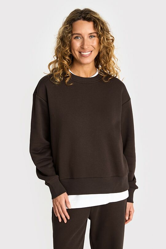 Oversized cotton fleece sweatshirt 1 | BROWN | Audimas