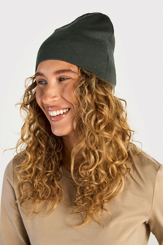 Knitted merino wool beanie 1 | GREEN | Audimas
