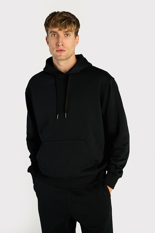 Oversized cotton fleece hoodie 1 | BLACK | Audimas