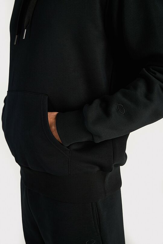 Oversized cotton fleece hoodie 3 | BLACK | Audimas