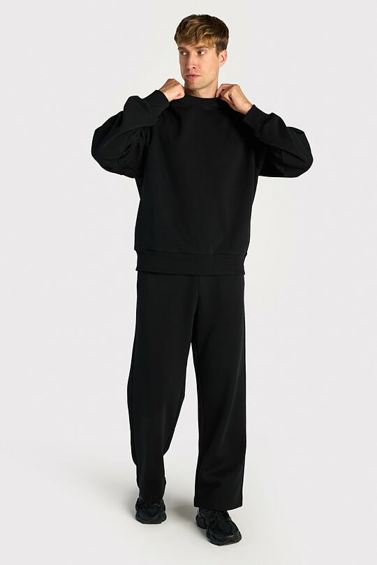 Oversized cotton fleece sweatshirt 4 | BLACK | Audimas