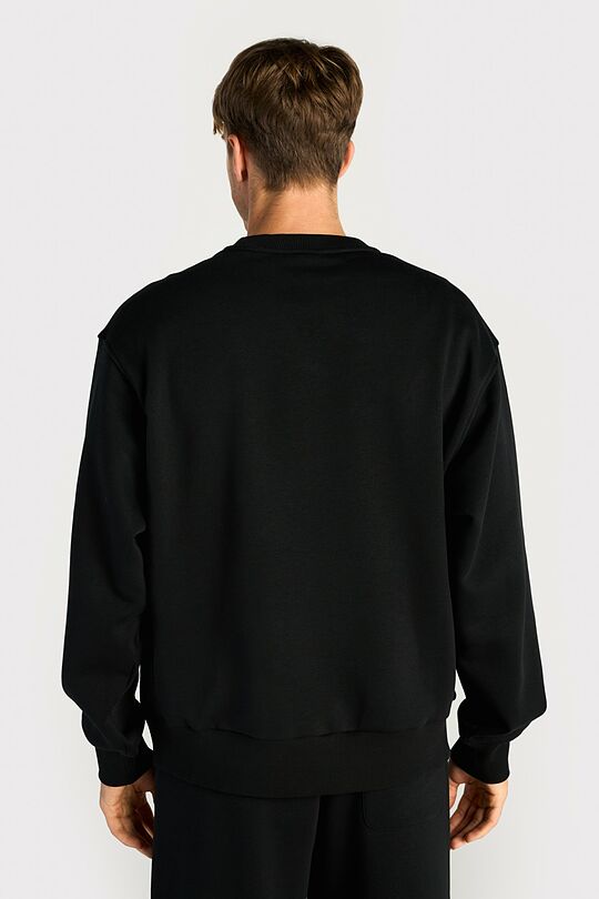 Oversized cotton fleece sweatshirt 2 | BLACK | Audimas