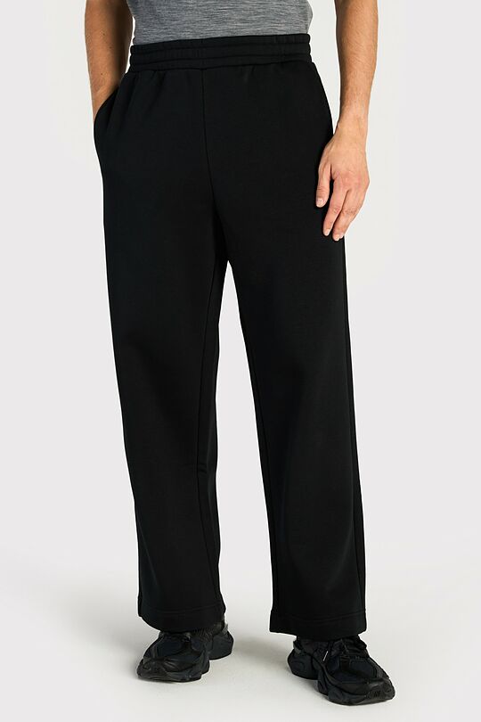 Wide cotton fleece sweatpants 2 | BLACK | Audimas