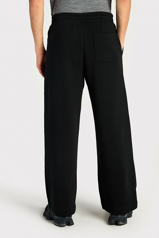 Wide cotton fleece sweatpants 5 | BLACK | Audimas