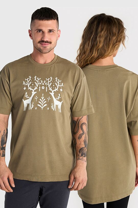 Short sleeves cotton T-shirt “Journey Through the Snow“ 1 | GREEN | Audimas