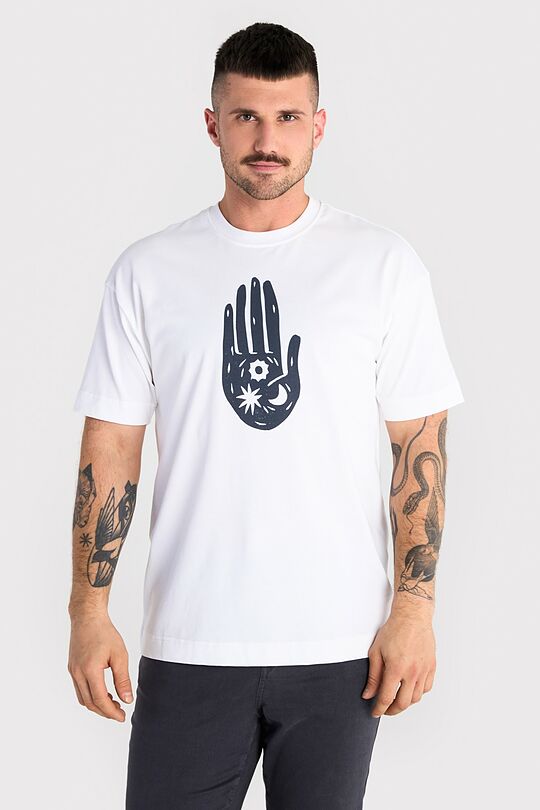 Short sleeves cotton T-shirt ,,The World in Your Hands" 3 | WHITE | Audimas