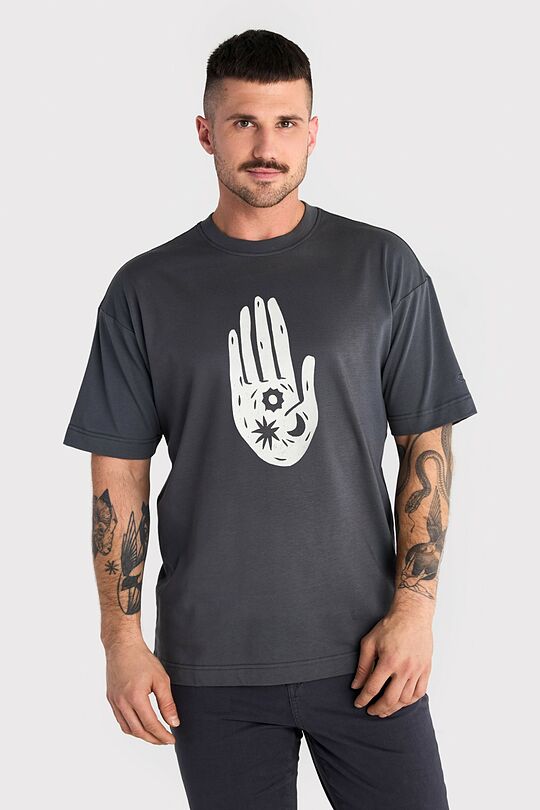 Short sleeves cotton T-shirt ,,The World in Your Hands" 2 | GREY | Audimas