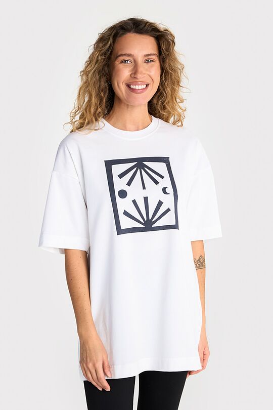 Short sleeves cotton T-shirt "Morning Evening" 4 | WHITE | Audimas