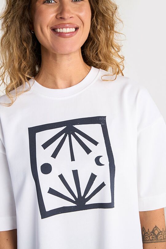 Short sleeves cotton T-shirt "Morning Evening" 5 | WHITE | Audimas