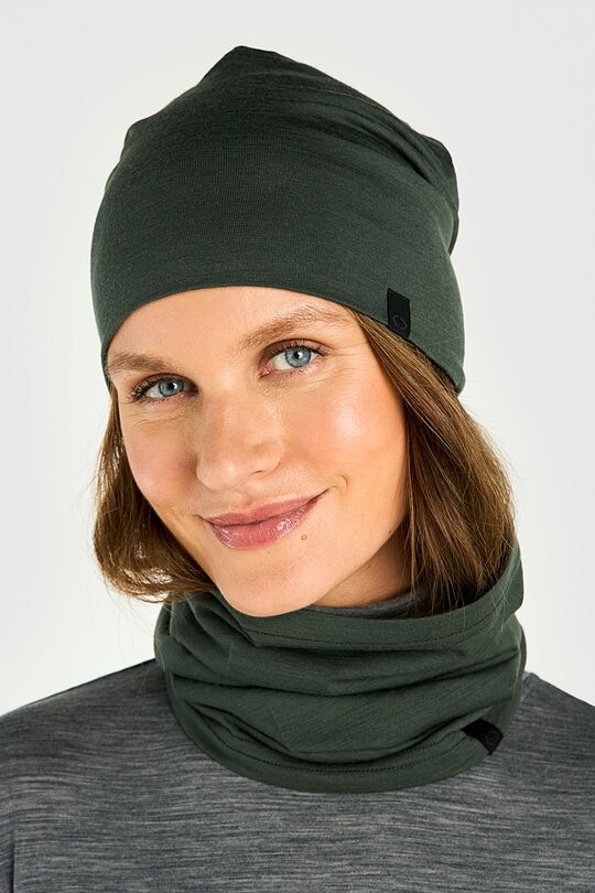 Merino wool hat and neck cuff set 2 | Dark green | Audimas