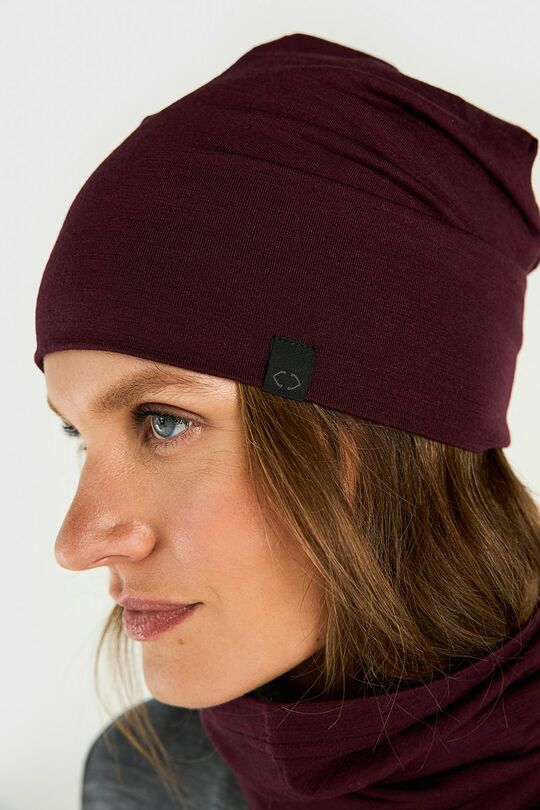 Merino wool hat and neck cuff set 3 | burgundy | Audimas