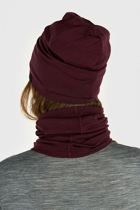 Merino wool hat and neck cuff set 4 | burgundy | Audimas