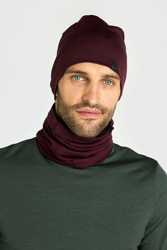 Merino wool hat and neck cuff set 5 | burgundy | Audimas
