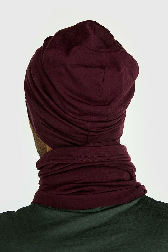 Merino wool hat and neck cuff set 6 | burgundy | Audimas