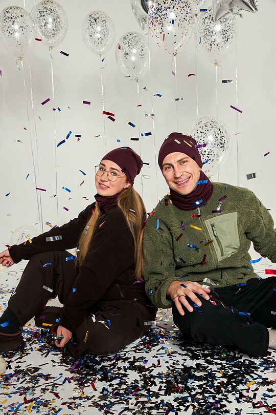 Merino wool hat and neck cuff set 1 | burgundy | Audimas